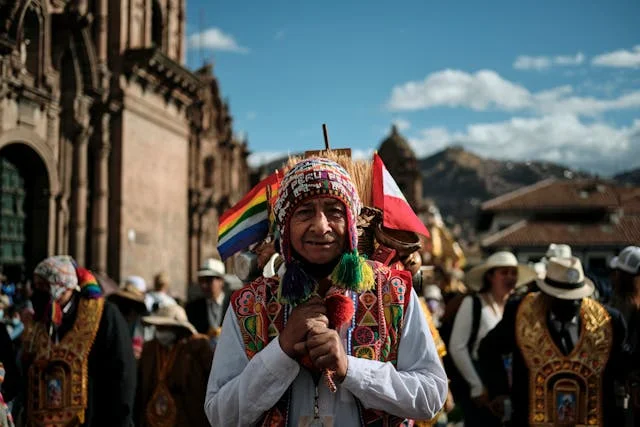 PERUVIAN MEN IN A PERUVIAN FESTIVITY IN 2024 Peru Tours picture taken by Abraham Challco | Peruvian Sunrise