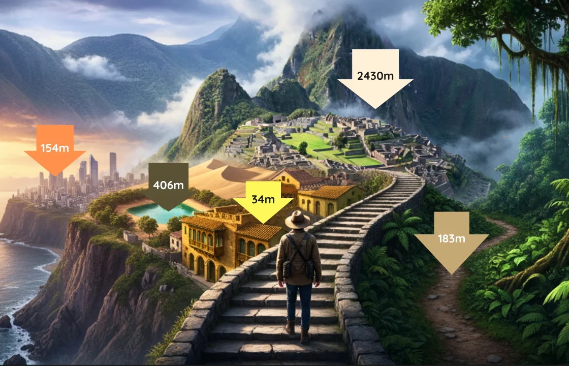 Altitude of destinations in Peru portrait | Peruvian Sunrise