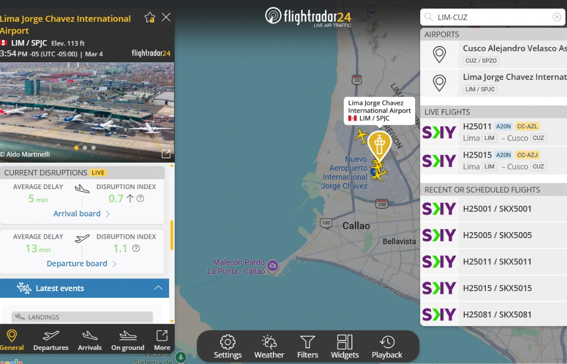 live flight tracking lima airport | Peruvian Sunrise