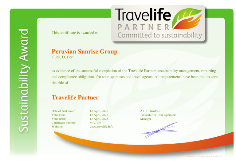 Travel Life Certification Peruvian Sunrise
