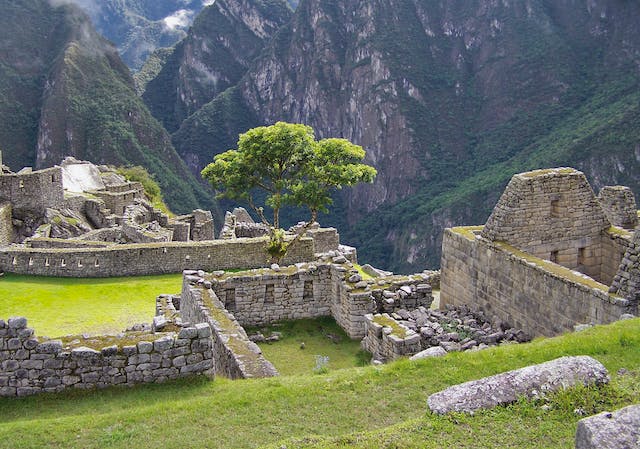 Citadel of Machu Picchu through the Intipunku (Sun Gate). travel