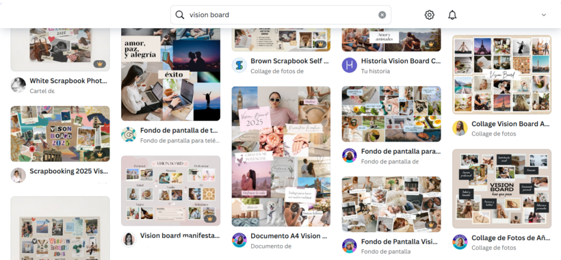 search of vision board 2025 in canva | Peruvian Sunrise